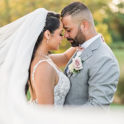 Bride and groom sharing a kiss