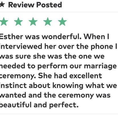 A review shared by Esther, shown in the original supplied screenshot