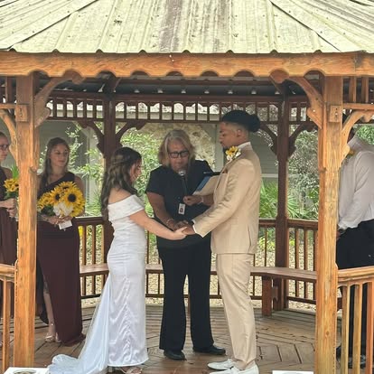 Esther officiating a gazebo wedding